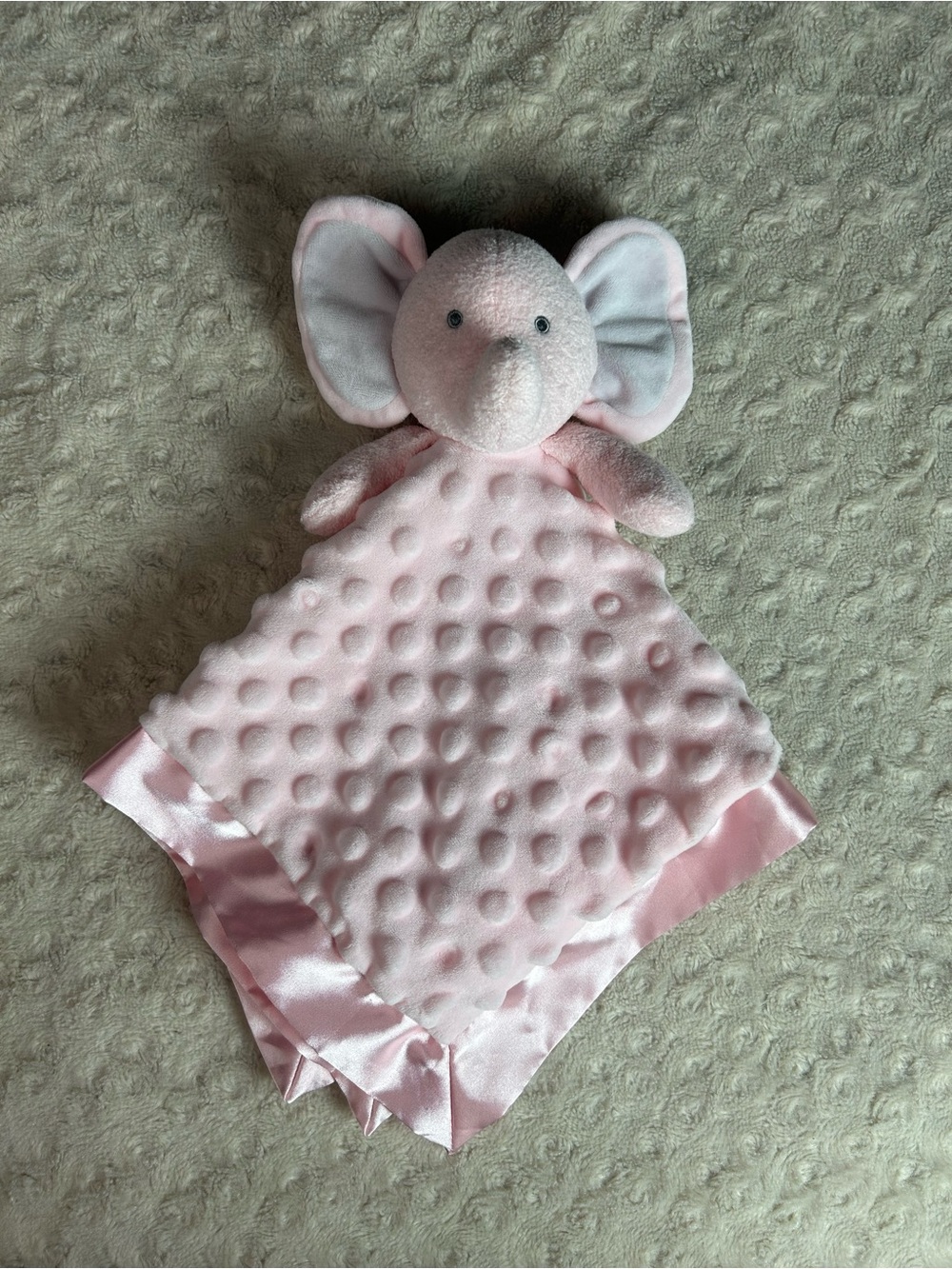 MovePai Pink Elephant Lovey Security Blanket Minky Dot Silky Satin Edge Plush